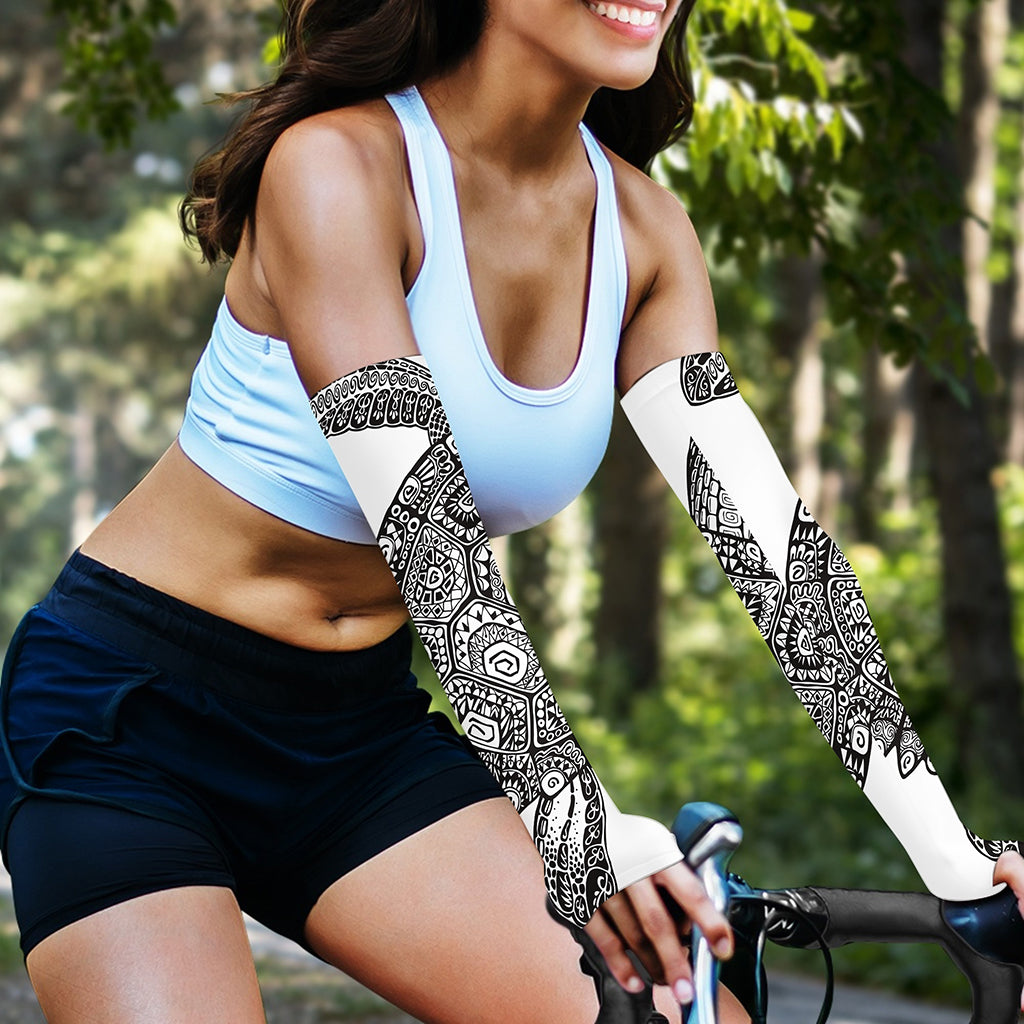 Zentangle Sea Turtle Print Sun Protection Arm Sleeves
