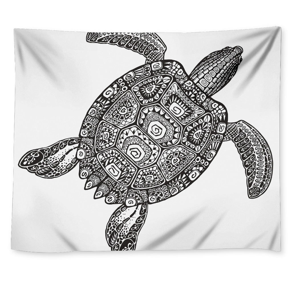 Zentangle Sea Turtle Print Tapestry