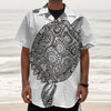 Zentangle Sea Turtle Print Textured Short Sleeve Shirt