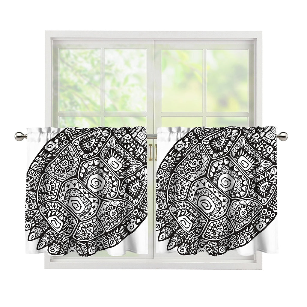 Zentangle Sea Turtle Print Tier Curtains