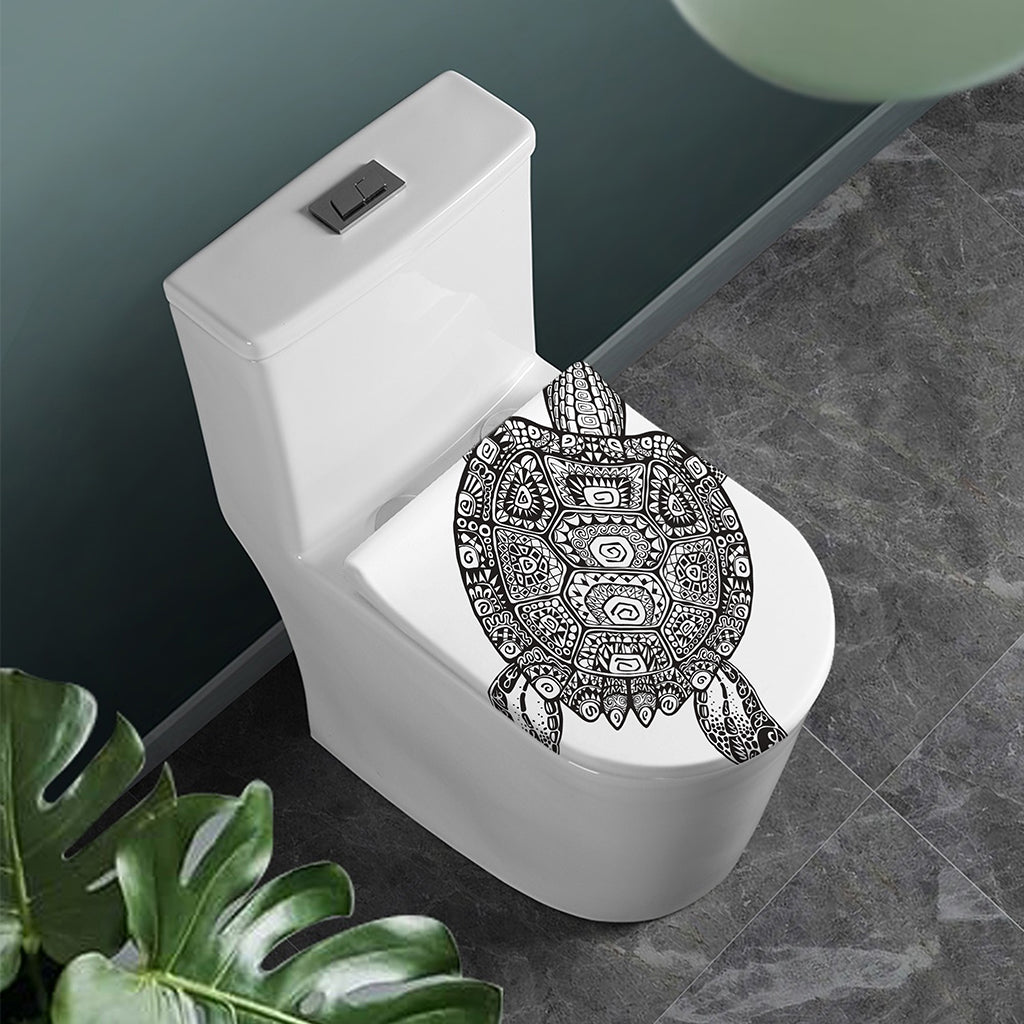 Zentangle Sea Turtle Print Toilet Lid Cover