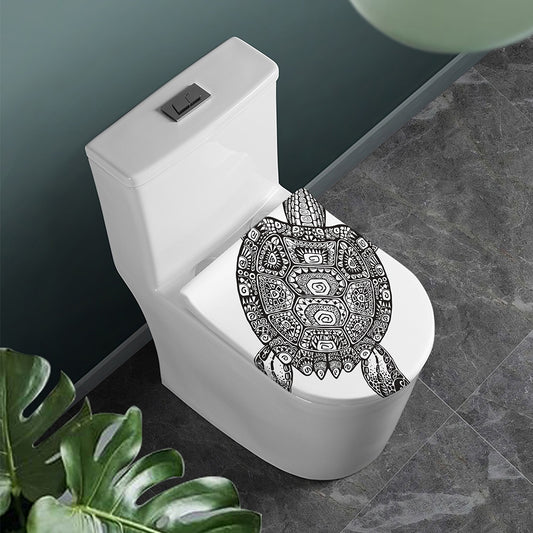 Zentangle Sea Turtle Print Toilet Lid Cover