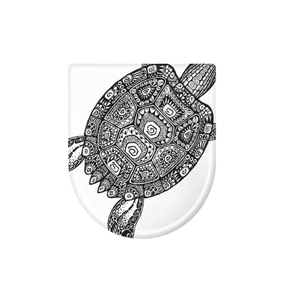 Zentangle Sea Turtle Print Toilet Lid Cover