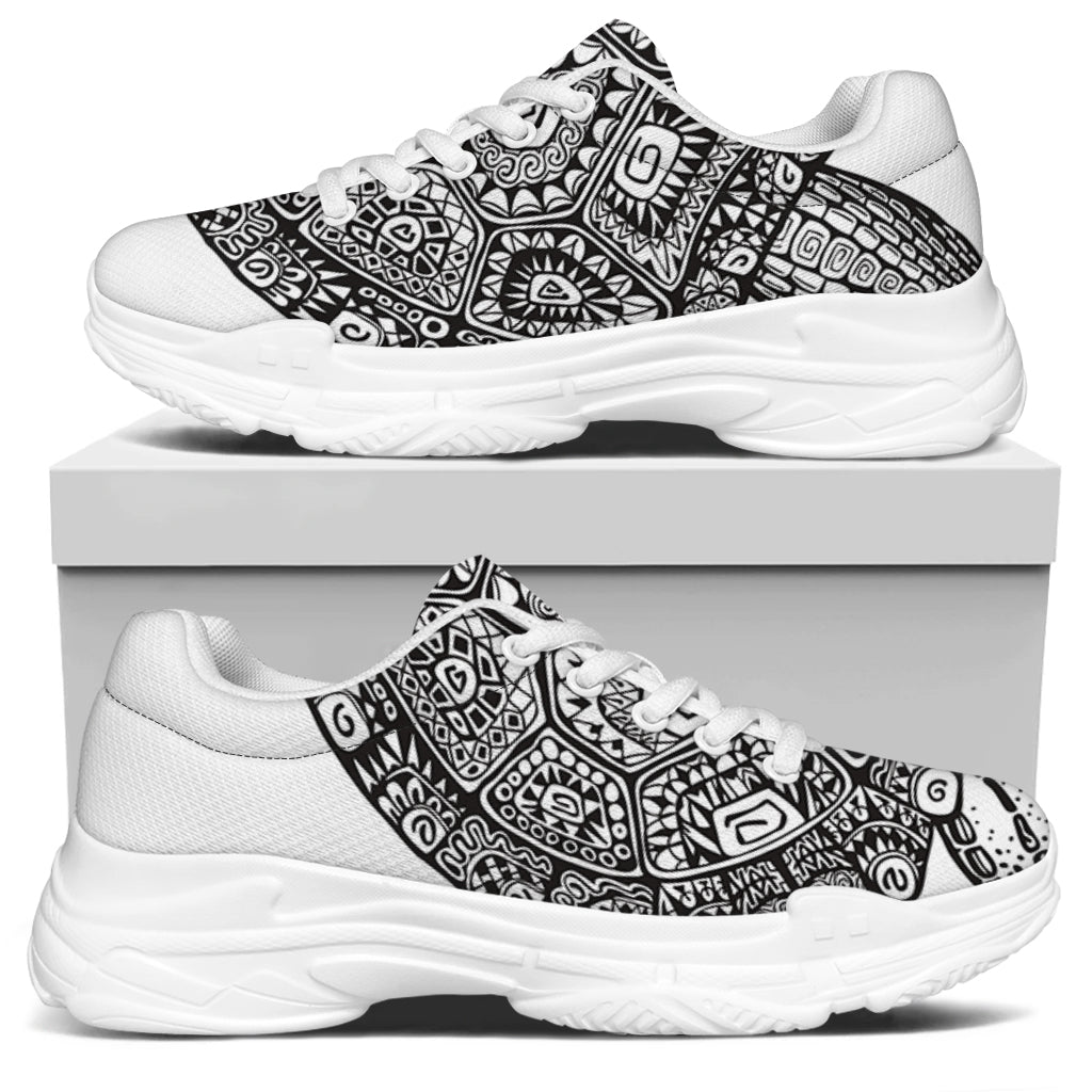 Zentangle Sea Turtle Print White Chunky Shoes