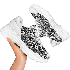 Zentangle Sea Turtle Print White Chunky Shoes