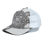 Zentangle Sea Turtle Print White Mesh Trucker Cap