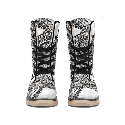 Zentangle Sea Turtle Print Winter Boots