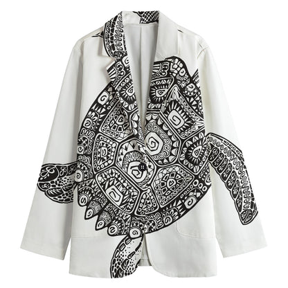 Zentangle Sea Turtle Print Women's Blazer