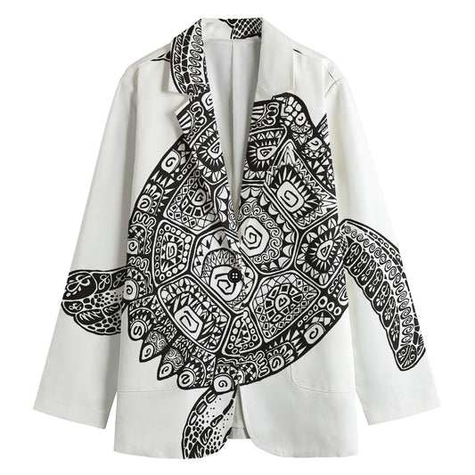 Zentangle Sea Turtle Print Women's Blazer