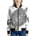 Zentangle Sea Turtle Print Women's Bomber Jacket