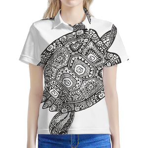 Zentangle Sea Turtle Print Women's Polo Shirt