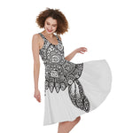 Zentangle Sea Turtle Print Women's Sleeveless Dress