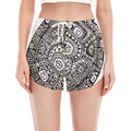 Zentangle Sea Turtle Print Women's Split Running Shorts