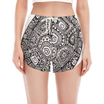 Zentangle Sea Turtle Print Women's Split Running Shorts