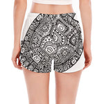 Zentangle Sea Turtle Print Women's Split Running Shorts