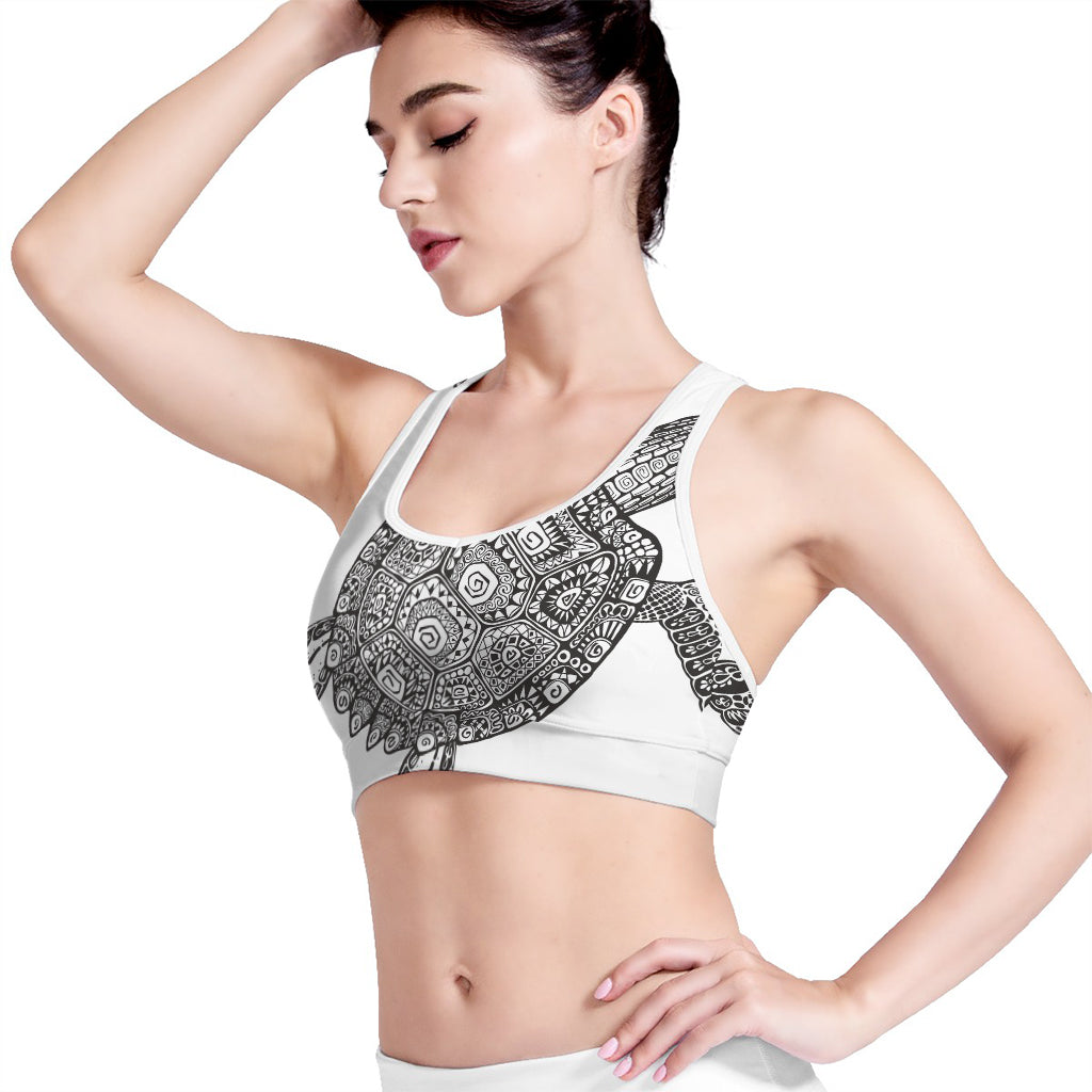 Zentangle Sea Turtle Print Women's Sports Bra