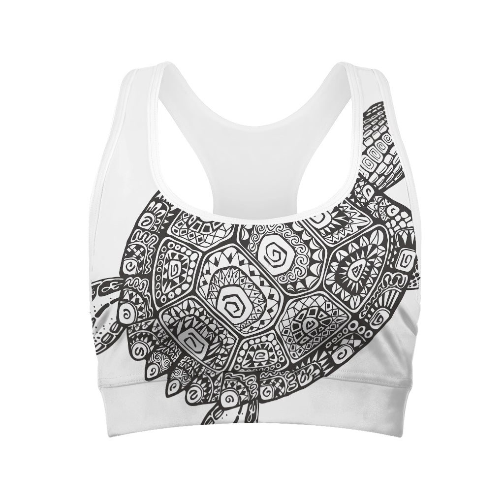 Zentangle Sea Turtle Print Women's Sports Bra