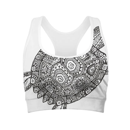 Zentangle Sea Turtle Print Women's Sports Bra