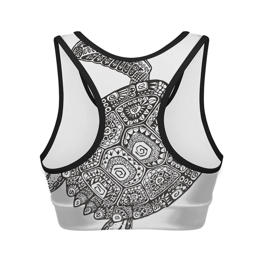 Zentangle Sea Turtle Print Women's Sports Bra
