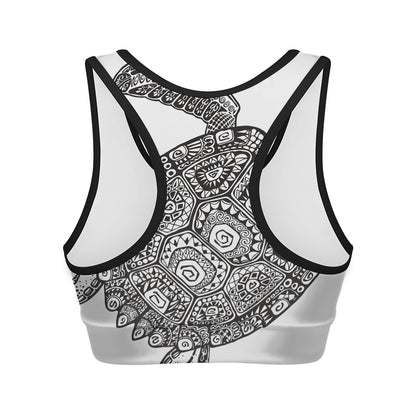 Zentangle Sea Turtle Print Women's Sports Bra