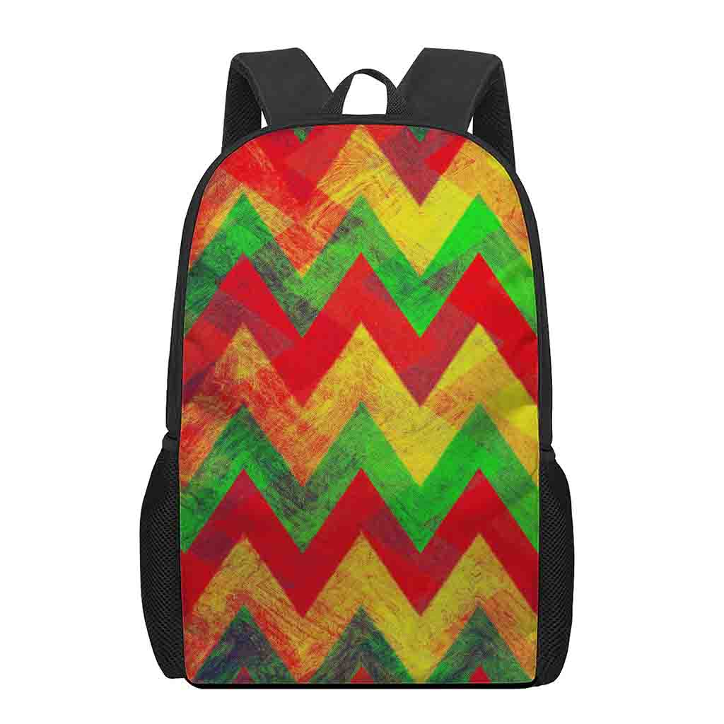 Zig Zag Reggae Pattern Print 17 Inch Backpack