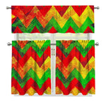 Zig Zag Reggae Pattern Print 3 Piece Kitchen Curtains
