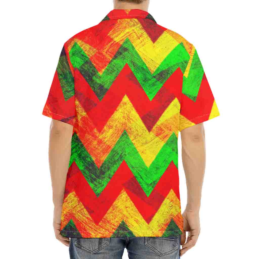 Zig Zag Reggae Pattern Print Aloha Shirt