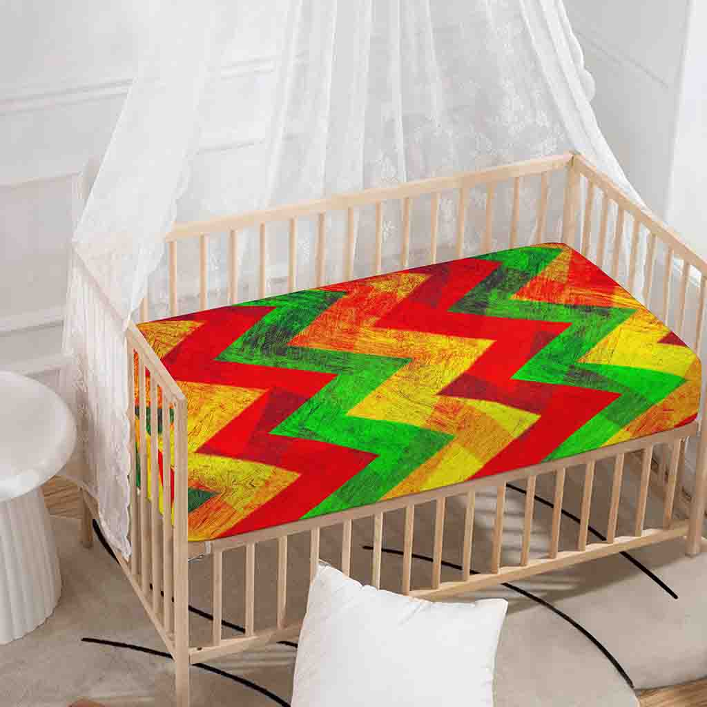 Zig Zag Reggae Pattern Print Baby Crib Sheet