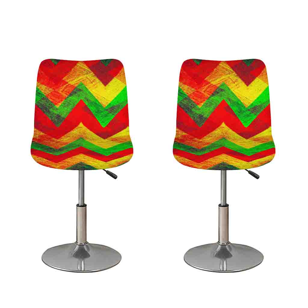 Zig Zag Reggae Pattern Print Bar Stool Covers