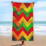 Zig Zag Reggae Pattern Print Beach Towel