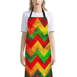 Zig Zag Reggae Pattern Print Bib Apron With Pocket