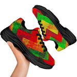 Zig Zag Reggae Pattern Print Black Chunky Shoes