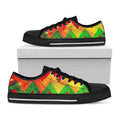 Zig Zag Reggae Pattern Print Black Low Top Sneakers