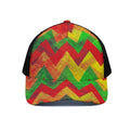 Zig Zag Reggae Pattern Print Black Mesh Trucker Hat