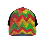 Zig Zag Reggae Pattern Print Black Mesh Trucker Cap