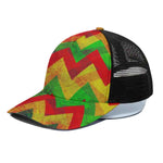 Zig Zag Reggae Pattern Print Black Mesh Trucker Cap