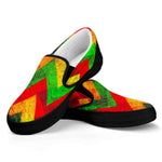 Zig Zag Reggae Pattern Print Black Slip On Sneakers