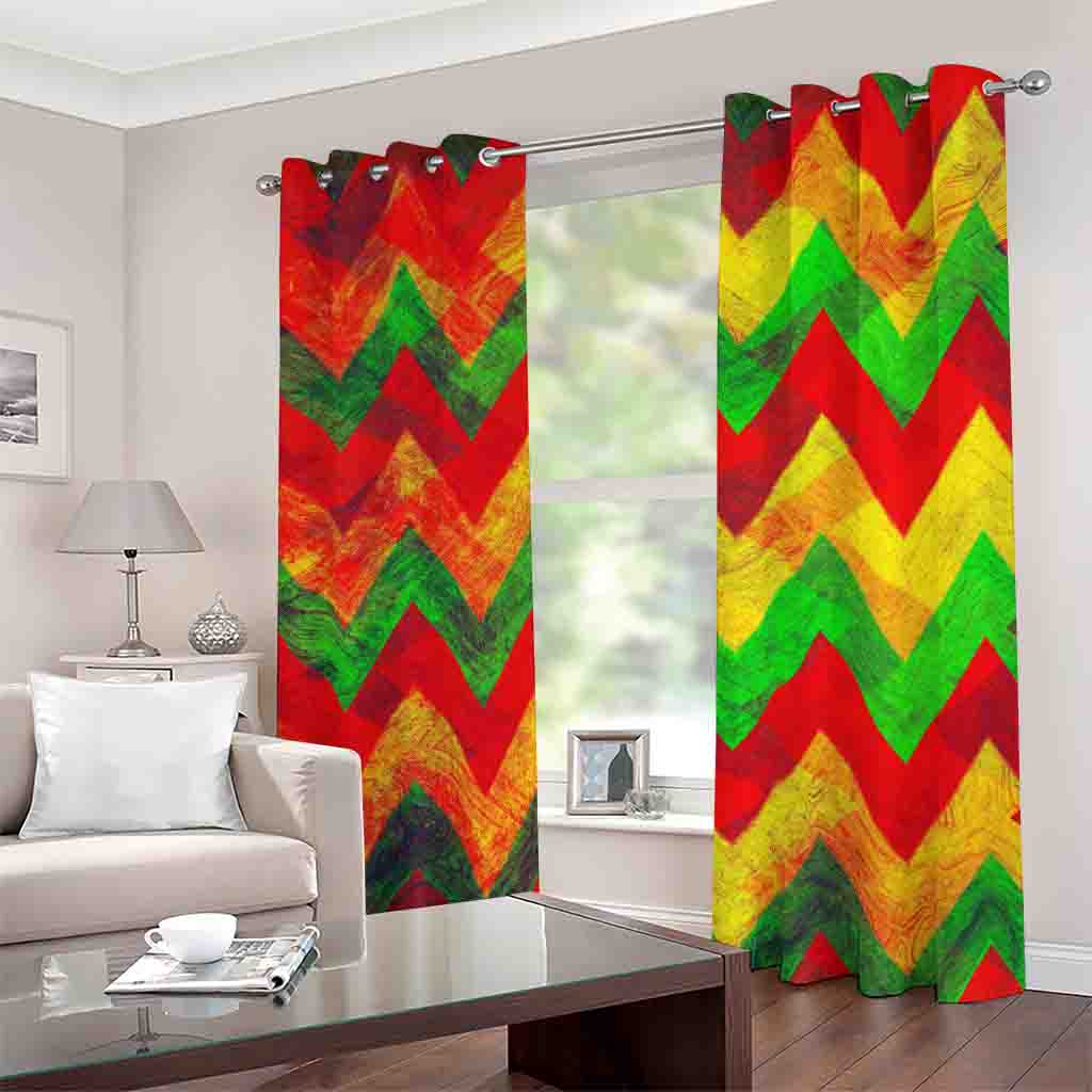 Zig Zag Reggae Pattern Print Blackout Grommet Curtains