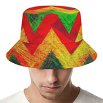 Zig Zag Reggae Pattern Print Bucket Hat