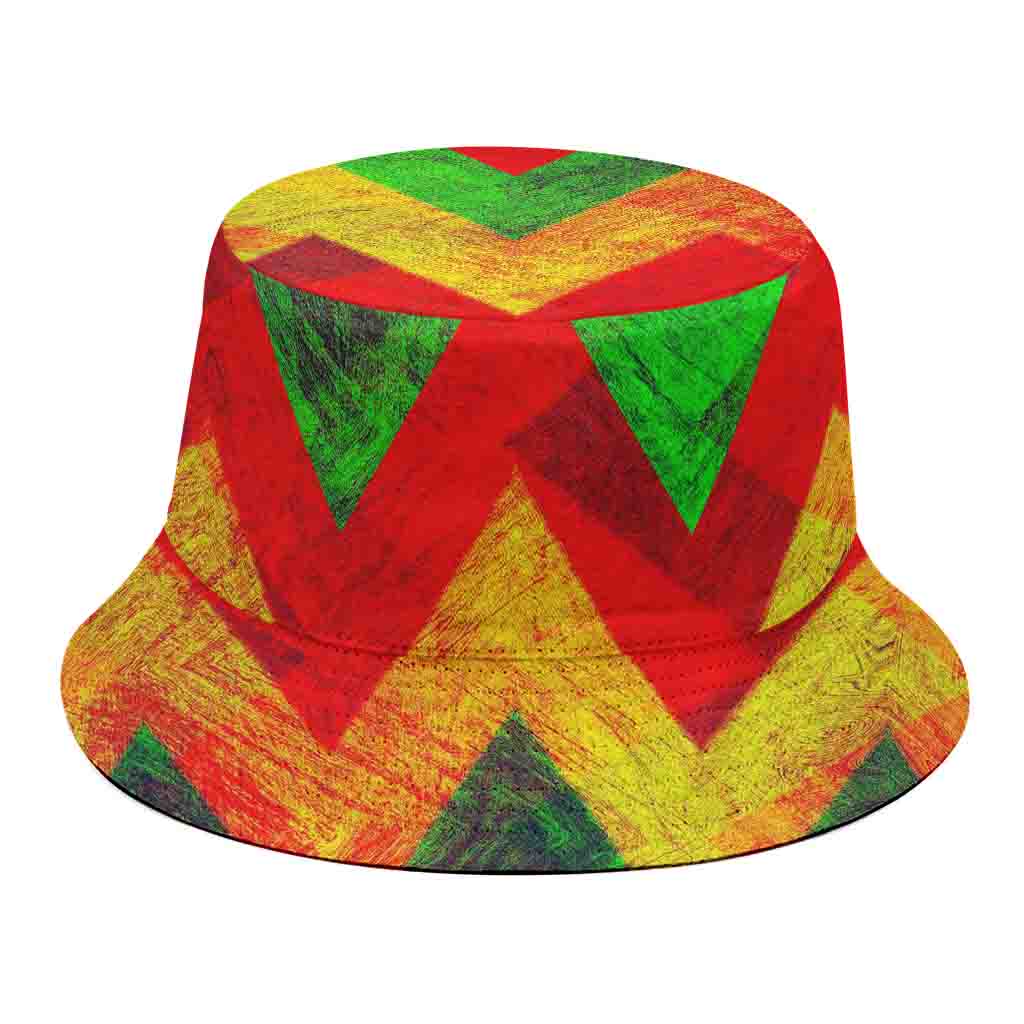 Zig Zag Reggae Pattern Print Bucket Hat