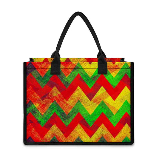 Zig Zag Reggae Pattern Print Canvas Tote Bag