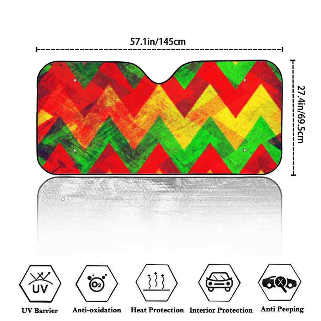 Zig Zag Reggae Pattern Print Car Windshield Sun Shade