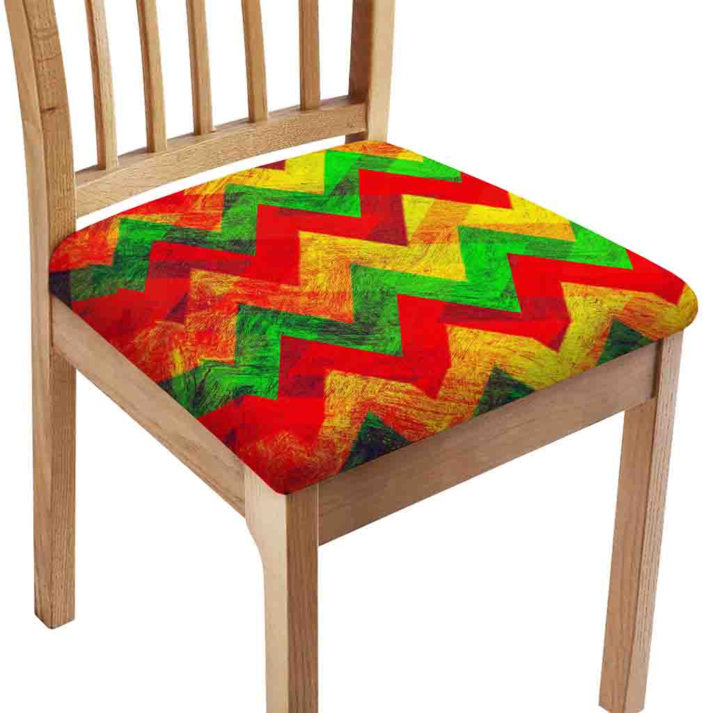Zig Zag Reggae Pattern Print Chair Cushion Cover