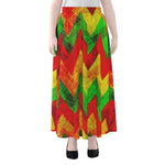 Zig Zag Reggae Pattern Print Chiffon Maxi Skirt