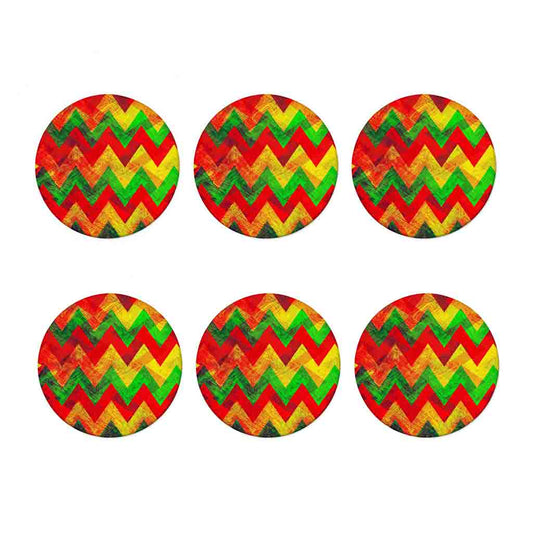 Zig Zag Reggae Pattern Print Coaster Set