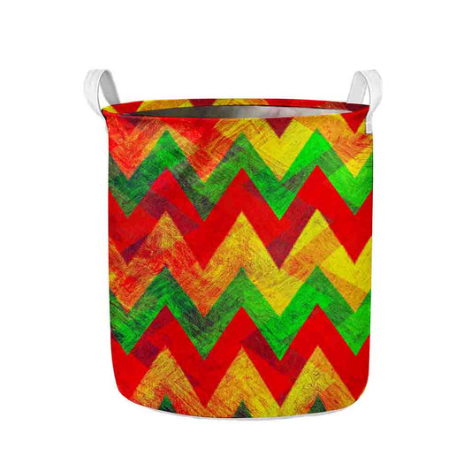 Zig Zag Reggae Pattern Print Collapsible Laundry Basket
