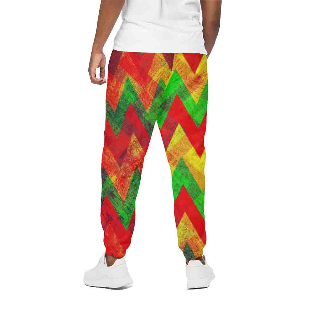 Zig Zag Reggae Pattern Print Cotton Pants