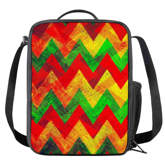 Zig Zag Reggae Pattern Print Crossbody Lunch Bag