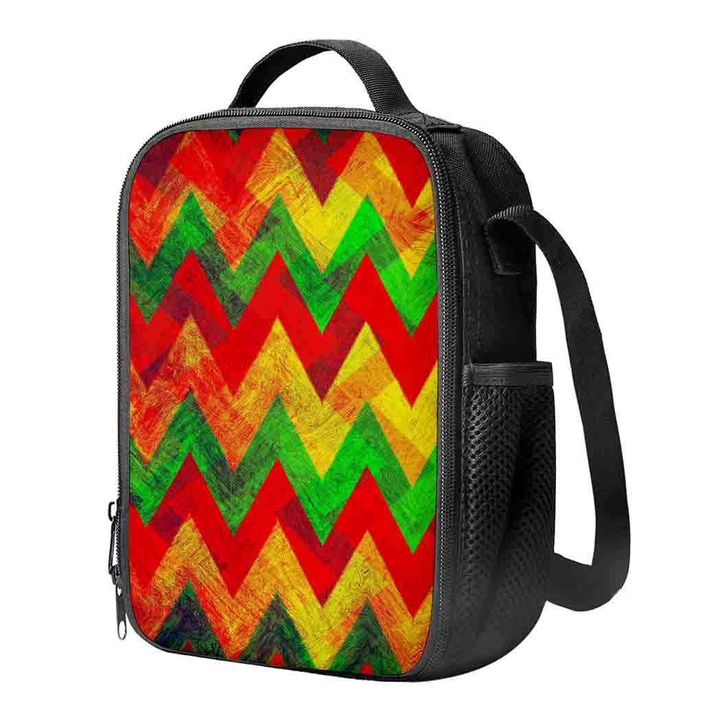 Zig Zag Reggae Pattern Print Crossbody Lunch Bag