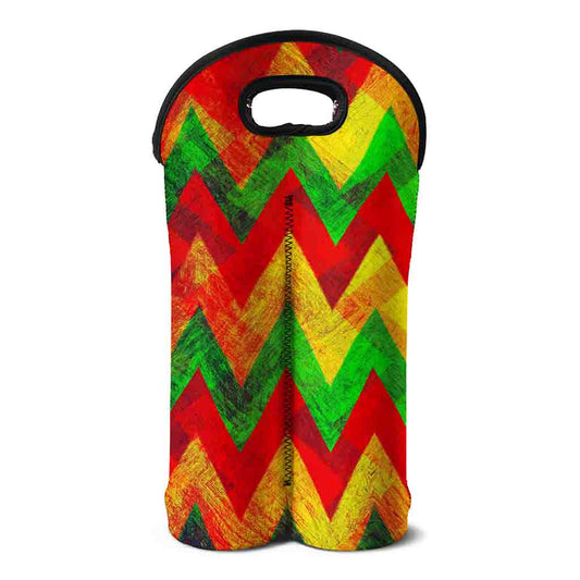 Zig Zag Reggae Pattern Print Double Neoprene Wine Tote